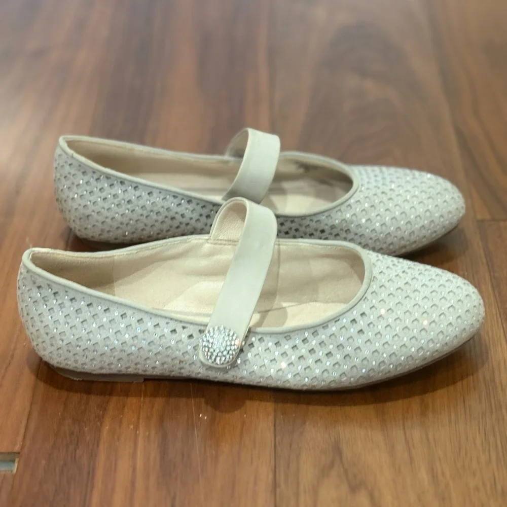 Girls Vince Camuto Silver Kids Ballet Flats Dress Shoes